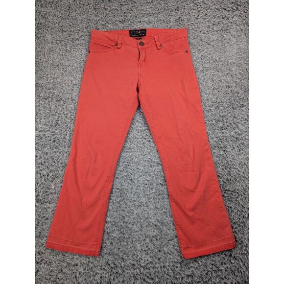 Sanctuary Jeans Women 24 Salmon Cropped Slim Denim Stretch Low Rise Normcore - Picture 3 of 10